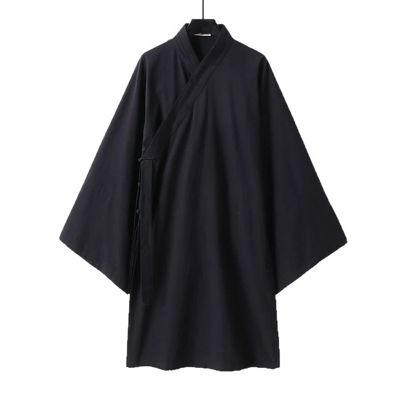 Unisex Oversize Kimono-Mantel mit weitem Ärmel und asymmetrischer Wickelvorderseite Drune