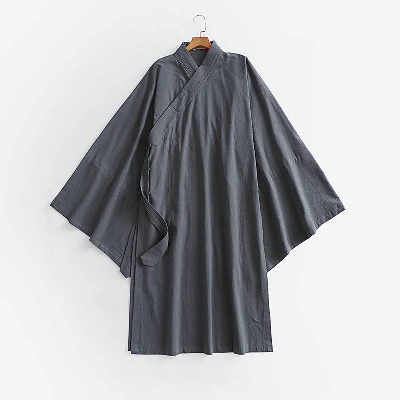 Unisex Oversize Kimono-Mantel mit weitem Ärmel und asymmetrischer Wickelvorderseite Drune