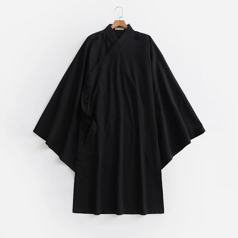 Unisex Oversize Kimono-Mantel mit weitem Ärmel und asymmetrischer Wickelvorderseite Drune