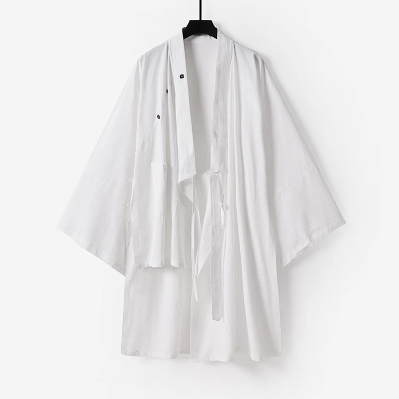 Unisex Oversize-Kimono-Mantel aus Baumwollmix mit weitem Schnitt und Bindegürtel Drune