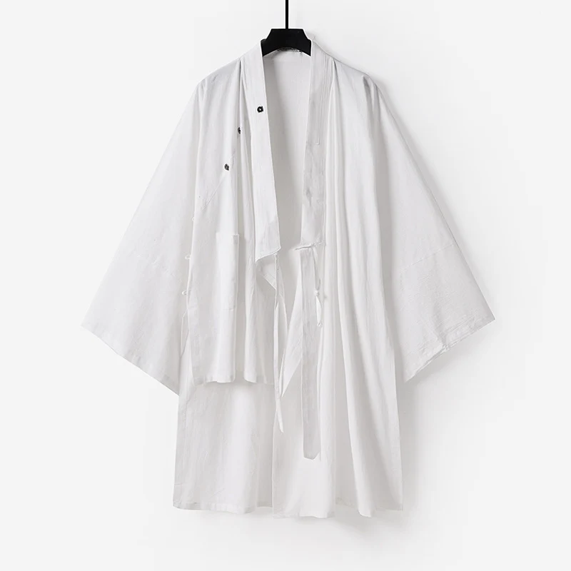 Unisex Oversize-Kimono-Mantel aus Baumwollmix mit weitem Schnitt und Bindegürtel Drune
