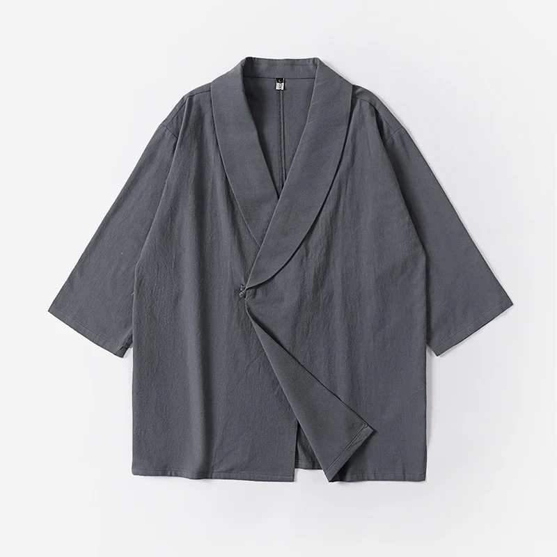 Unisex Oversize-Kimono-Jacke mit Schalkragen und Wickelverschluss Drune