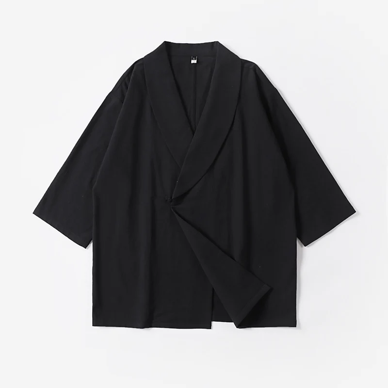 Unisex Oversize-Kimono-Jacke mit Schalkragen und Wickelverschluss Drune