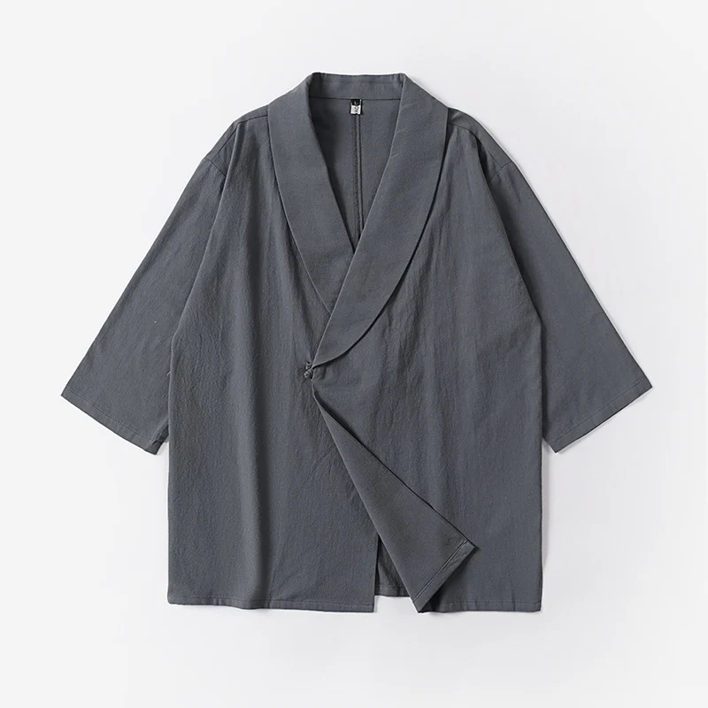 Unisex Oversize-Kimono-Jacke mit Schalkragen und Wickelverschluss Drune