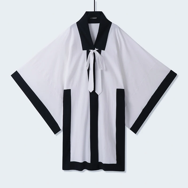 Unisex Oversize Kimono-Cardigan mit Kontrastblende, Bindeband und aufgesetzten Taschen Drune