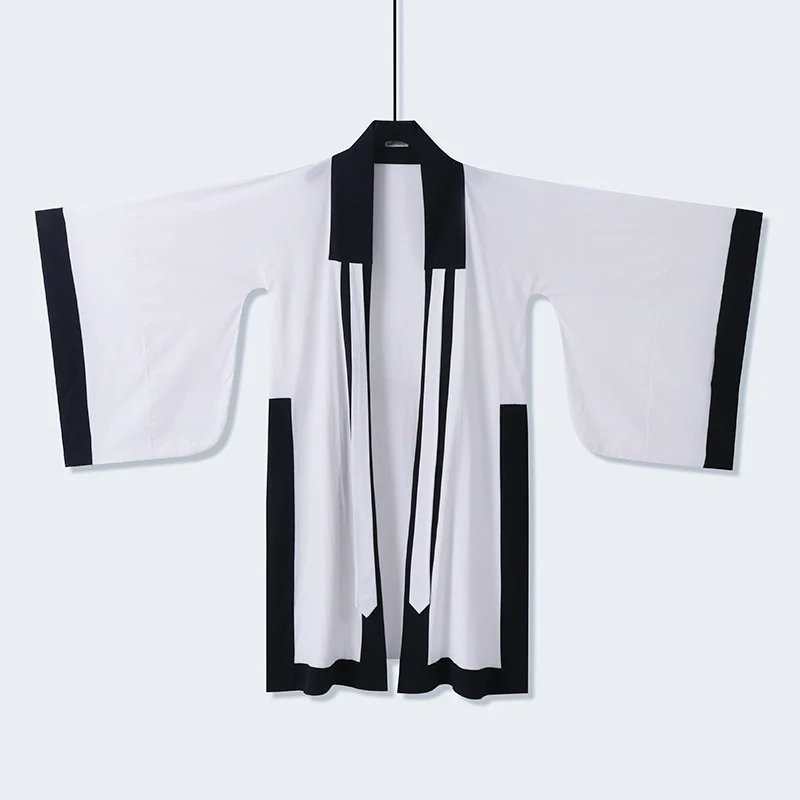 Unisex Oversize Kimono-Cardigan mit Kontrastblende, Bindeband und aufgesetzten Taschen Drune