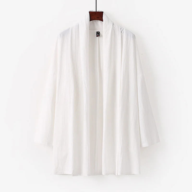 Unisex Offene Kimono-Cardigan aus leichter Baumwoll-Leinen-Mischung Drune