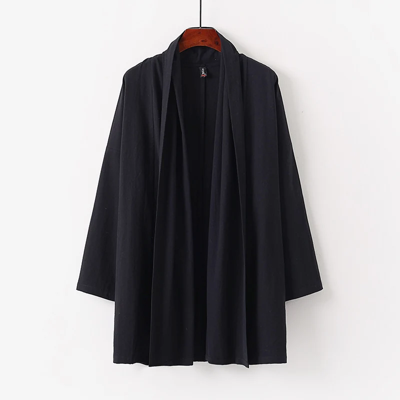 Unisex Offene Kimono-Cardigan aus leichter Baumwoll-Leinen-Mischung Drune