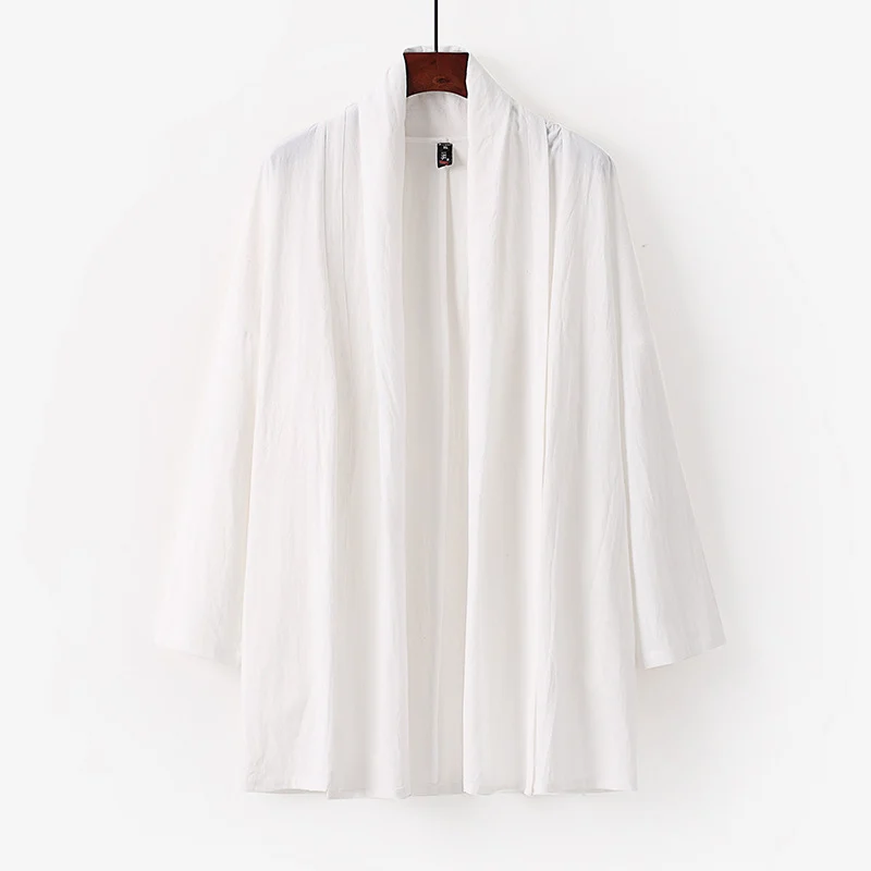 Unisex Offene Kimono-Cardigan aus leichter Baumwoll-Leinen-Mischung Drune