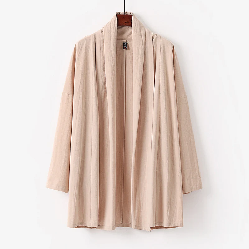 Unisex Offene Kimono-Cardigan aus leichter Baumwoll-Leinen-Mischung Drune