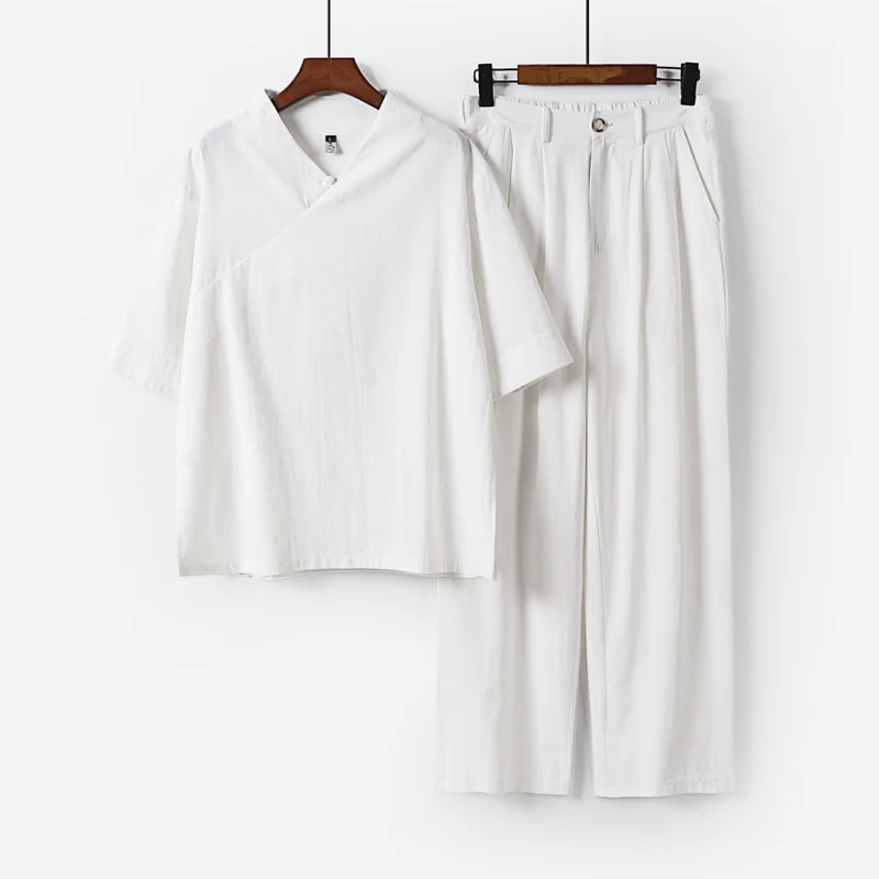 Unisex Locker sitzendes Lounge-Set im Kimono-Stil mit halblangem Arm und elastischer Bundhose Drune