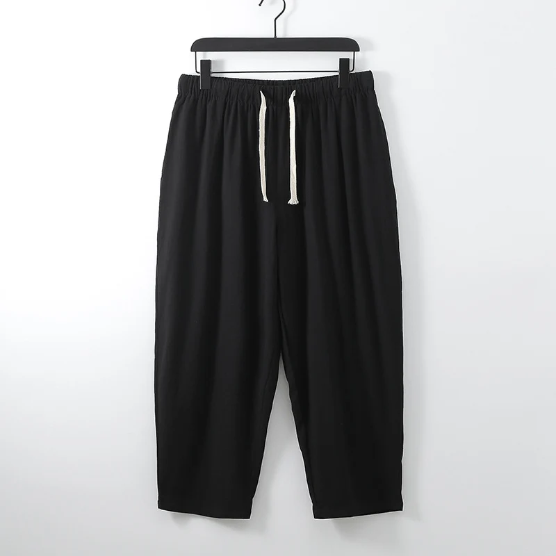 Unisex Leichte Baumwoll-Leinen Freizeithose mit elastischem Bund und Tunnelzug Drune