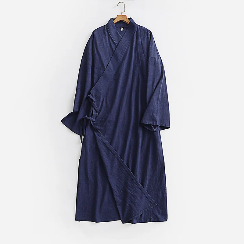 Unisex Langer Kimono-Mantel mit Bindeband, weitem Schnitt und minimalistischer Silhouette Drune
