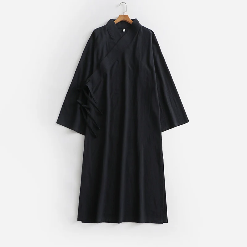 Unisex Langer Kimono-Mantel mit Bindeband, weitem Schnitt und minimalistischer Silhouette Drune