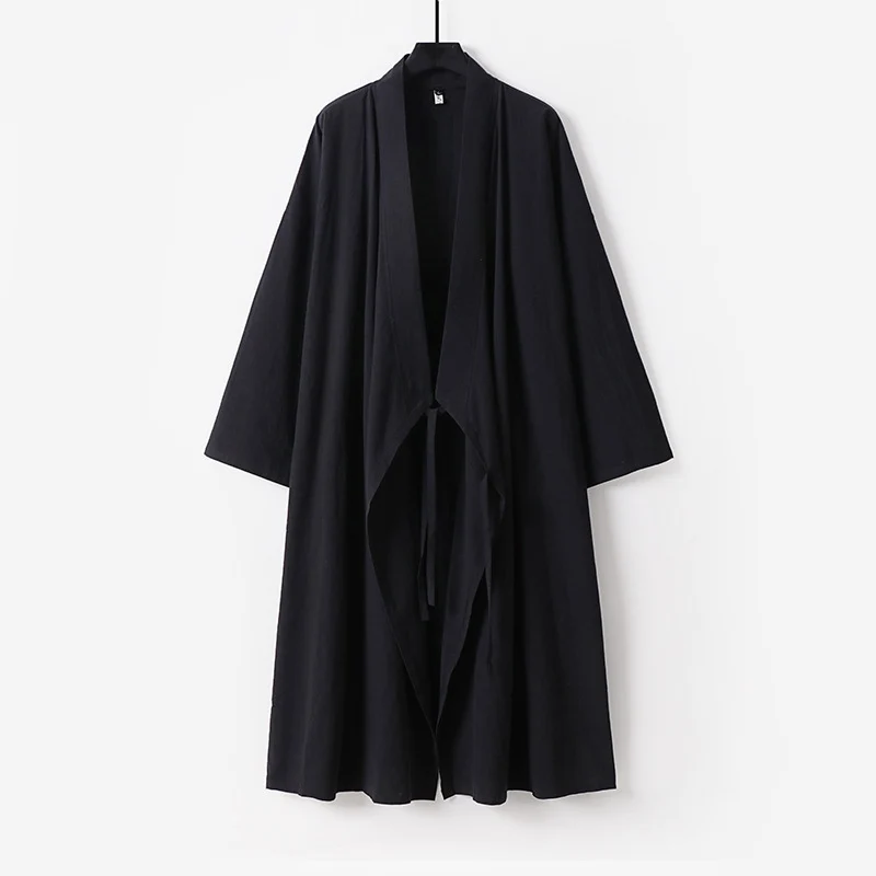 Unisex Langer Kimono-Mantel mit Bindeband, weitem Schnitt und minimalistischer Silhouette Drune