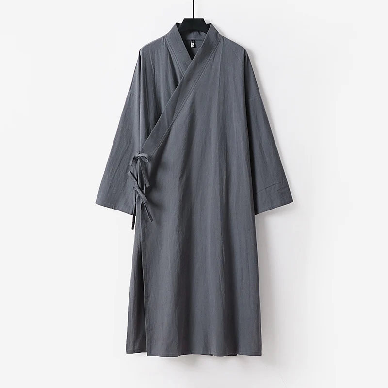 Unisex Langer Kimono-Mantel mit Bindeband, weitem Schnitt und minimalistischer Silhouette Drune