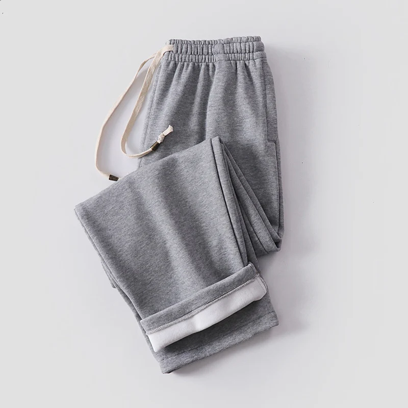 Unisex Gefütterte Fleece-Jogginghose mit elastischem Bund Kordelzug und schmalem Knöchelbündchen Drune