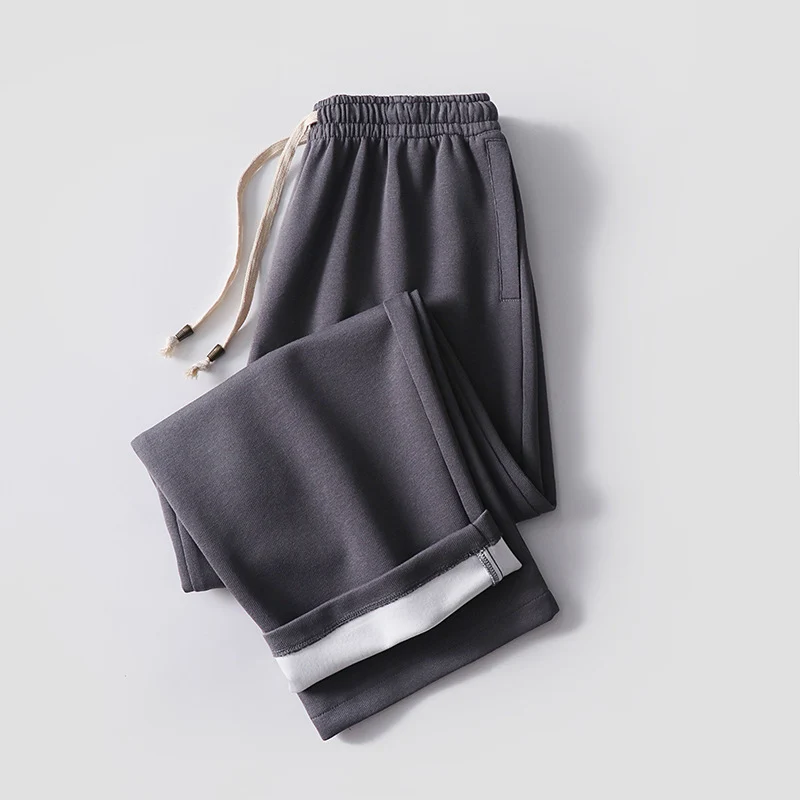 Unisex Gefütterte Fleece-Jogginghose mit elastischem Bund Kordelzug und schmalem Knöchelbündchen Drune