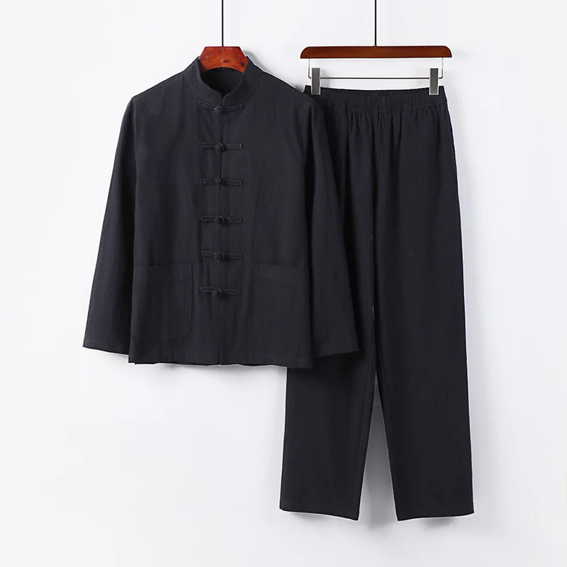 Herren Zweiteiliges Leinen-Baumwoll Loungewear-Set Drune