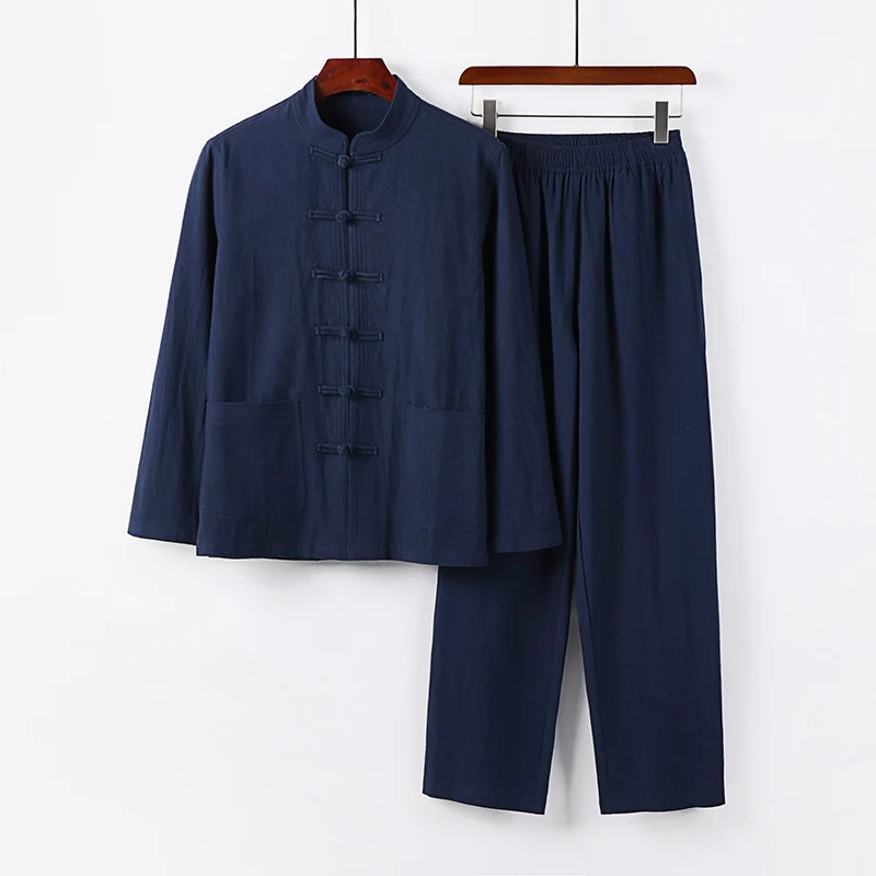 Herren Zweiteiliges Leinen-Baumwoll Loungewear-Set Drune