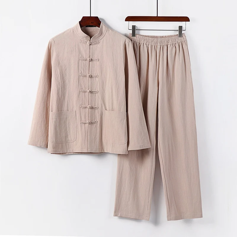 Herren Zweiteiliges Leinen-Baumwoll Loungewear-Set Drune