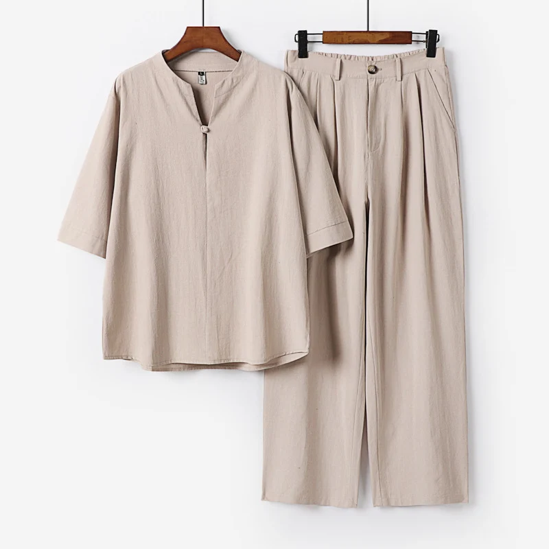 Herren Zweiteiliges Leichtes Freizeitset mit Stehkragen und elastischer Bundhose Drune