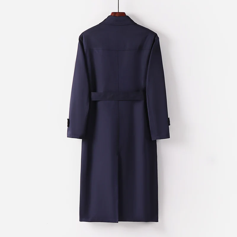 Herren Wasserabweisender Doppelreihiger Trenchcoat mit Bindegürtel und Cape-Detail Drune