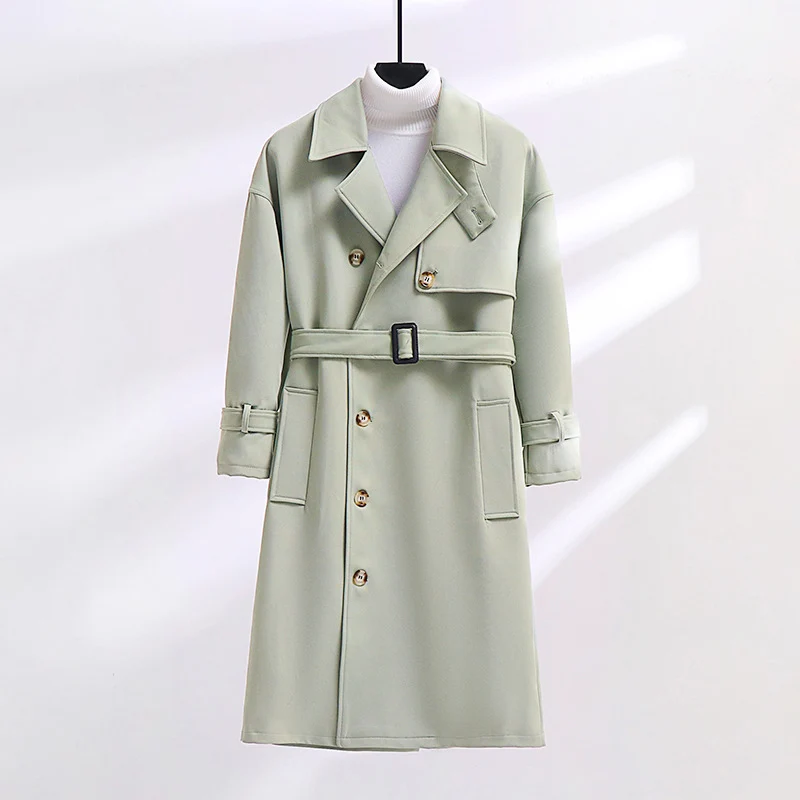 Herren Trenchcoat im modernen Wollmix mit Taillengürtel, Schalkragen und aufgesetzten Taschen Drune
