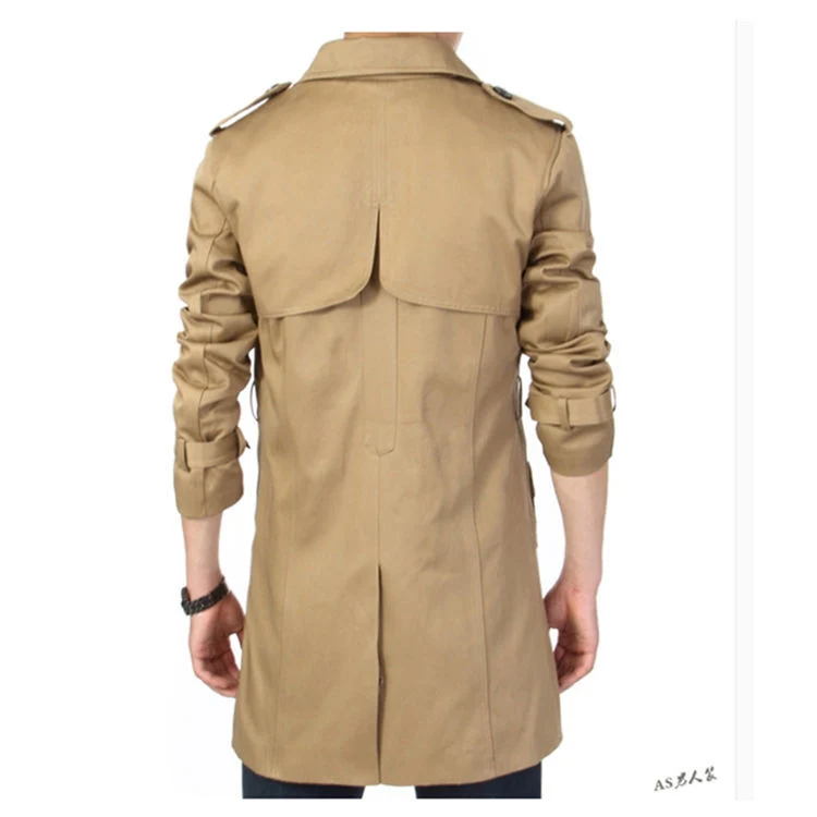 Herren Trenchcoat im klassischen Schnitt mit Schulterklappen Taillenriegel und verstellbaren Manschetten Drune