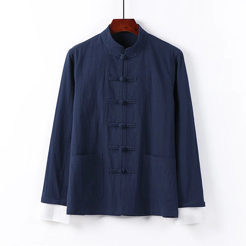 Herren Traditionelle chinesische Tang-Jacke mit Stehkragen und Knotenverschlüssen Drune