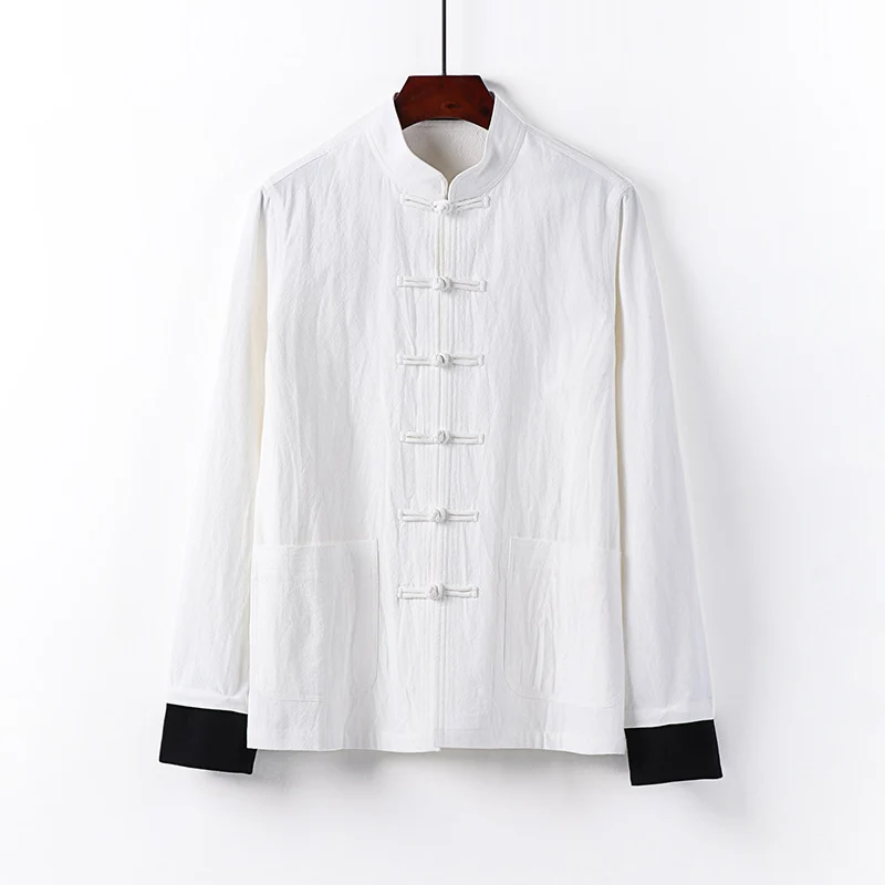 Herren Traditionelle chinesische Tang-Jacke mit Stehkragen und Knotenverschlüssen Drune