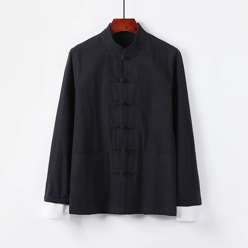 Herren Traditionelle chinesische Tang-Jacke mit Stehkragen und Knotenverschlüssen Drune