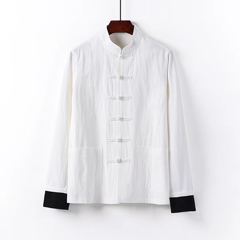 Herren Traditionelle chinesische Tang-Jacke mit Stehkragen und Knotenverschlüssen Drune