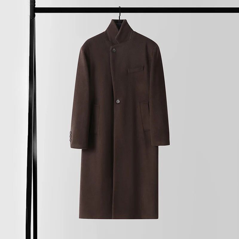 Herren Taillierter Wollmix-Longcoat mit Schalkragen und Ein-Knopf-Verschluss Drune