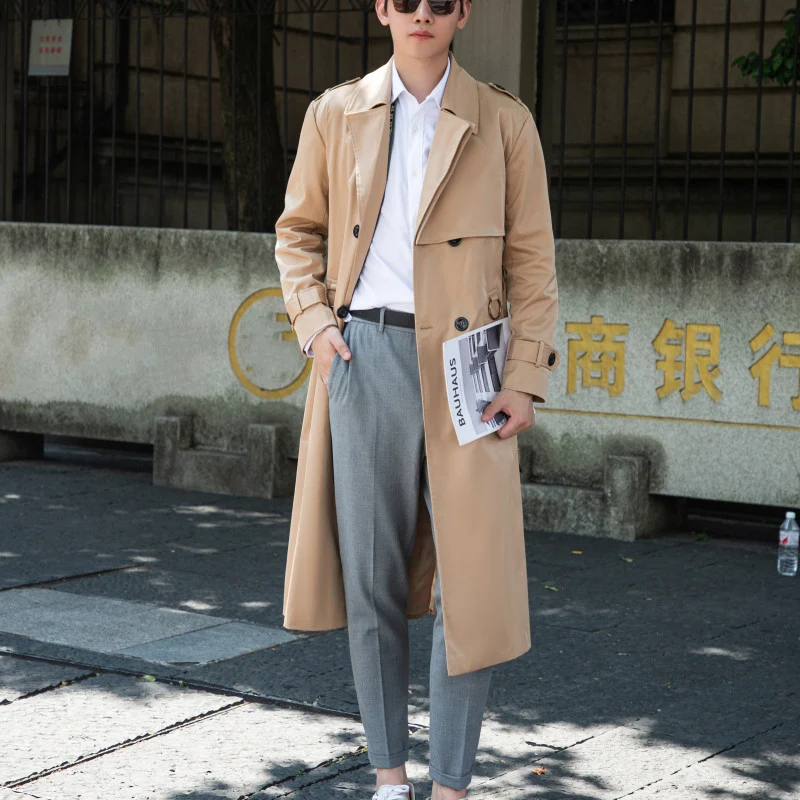 Herren Taillierter Trenchcoat aus wasserabweisendem Twill mit doppelreihiger Knopfleiste Drune