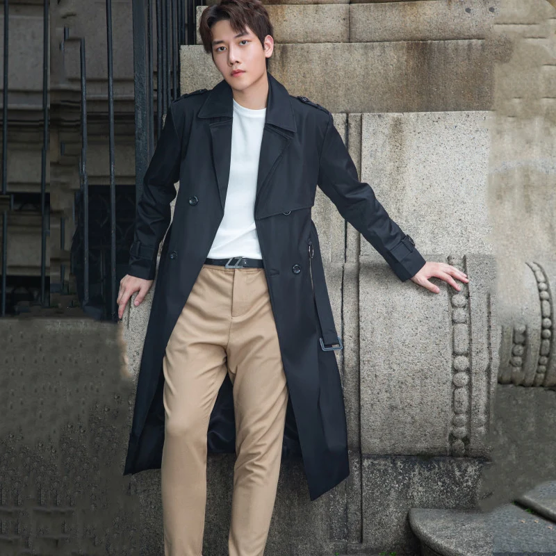 Herren Taillierter Trenchcoat aus wasserabweisendem Twill mit doppelreihiger Knopfleiste Drune