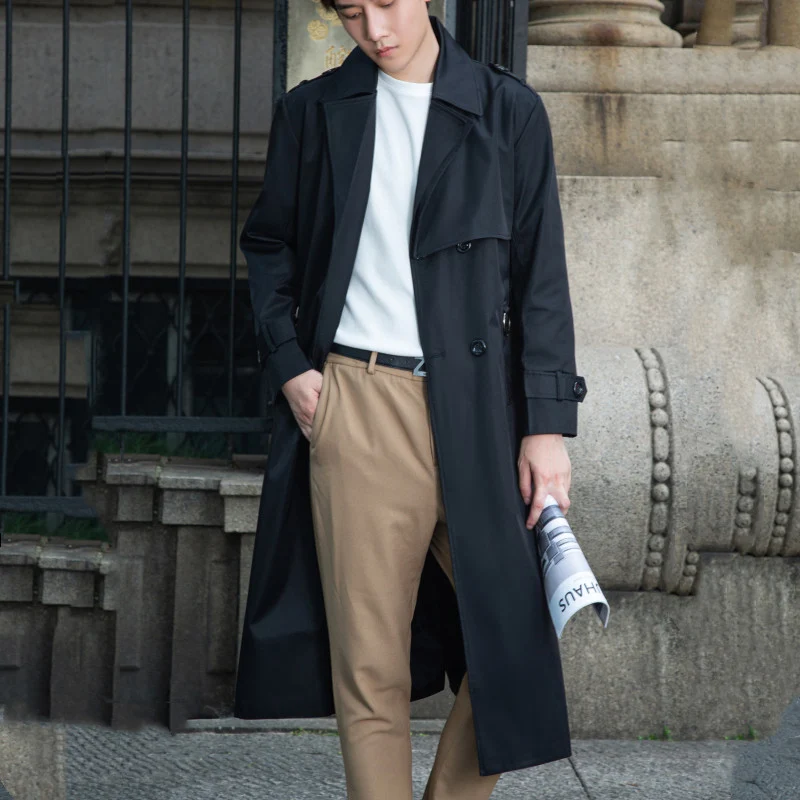 Herren Taillierter Trenchcoat aus wasserabweisendem Twill mit doppelreihiger Knopfleiste Drune