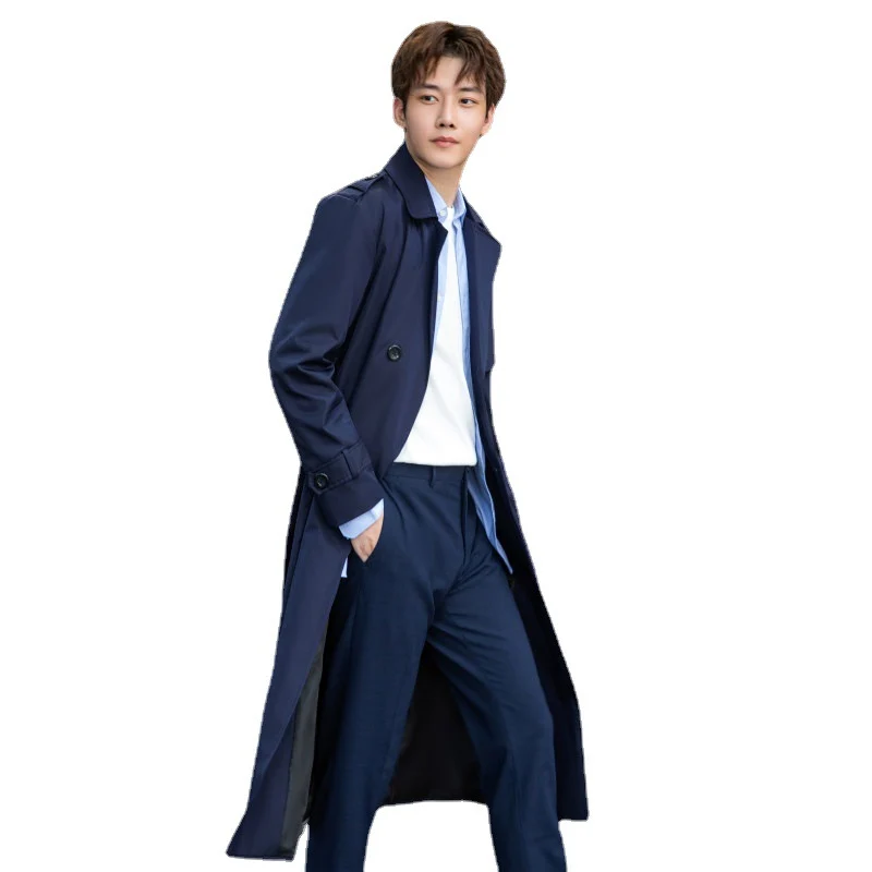 Herren Taillierter Trenchcoat aus wasserabweisendem Twill mit doppelreihiger Knopfleiste Drune