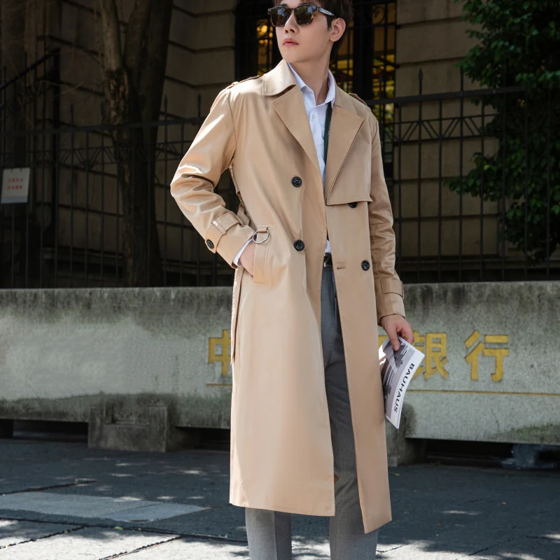 Herren Taillierter Trenchcoat aus wasserabweisendem Twill mit doppelreihiger Knopfleiste Drune