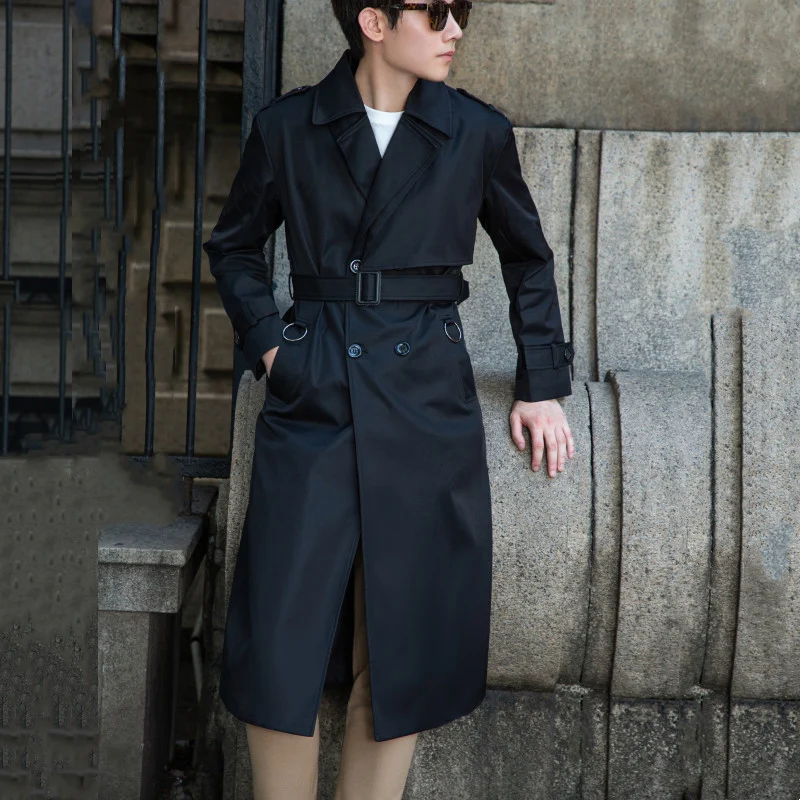 Herren Taillierter Trenchcoat aus wasserabweisendem Twill mit doppelreihiger Knopfleiste Drune