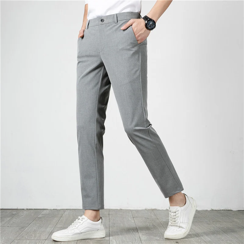 Herren Slim-Fit Stretch-Anzughose mit schmaler Knöchellänge Drune