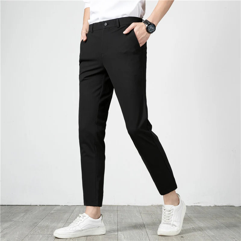 Herren Slim-Fit Stretch-Anzughose mit schmaler Knöchellänge Drune
