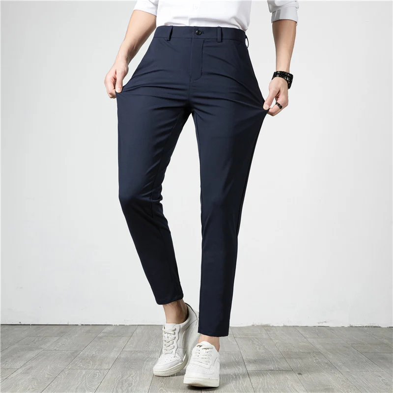 Herren Slim-Fit Stretch-Anzughose mit schmaler Knöchellänge Drune