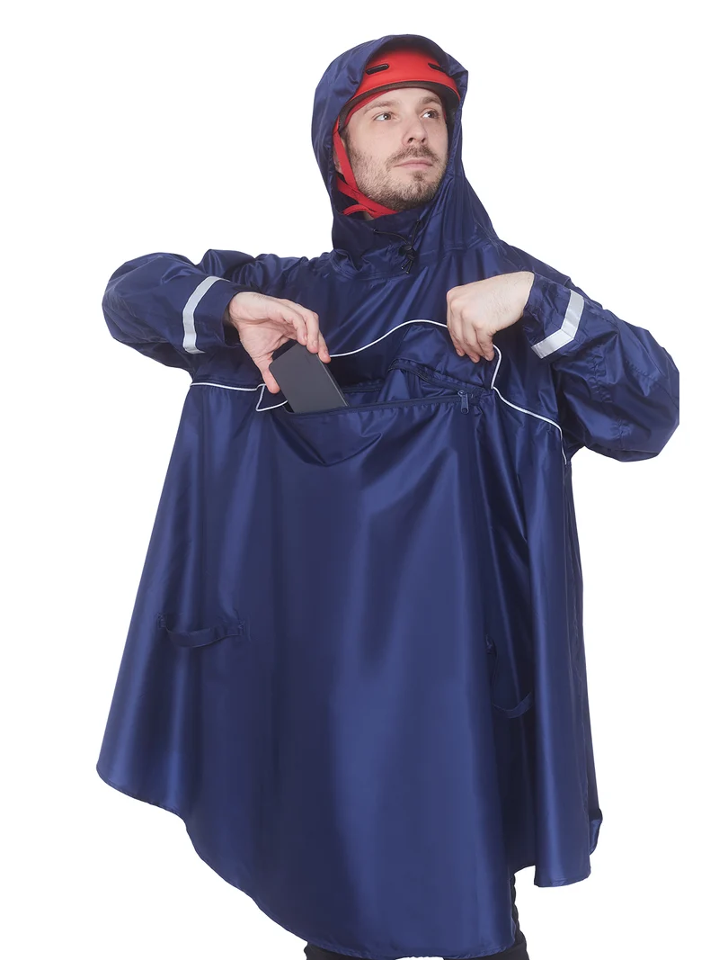 HOCK Premium „E-Bike Poncho“, Regenponcho mit Ärmel für Fahrrad und E-Bike, für Helme geeignet - Regencape 100,0% wasserdicht, Fahrradponcho für Herren & Damen