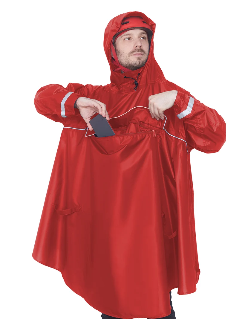 HOCK Premium „E-Bike Poncho“, Regenponcho mit Ärmel für Fahrrad und E-Bike, für Helme geeignet - Regencape 100,0% wasserdicht, Fahrradponcho für Herren & Damen