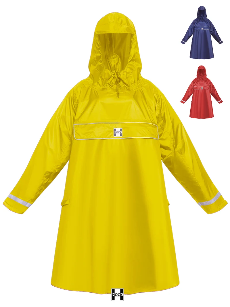 HOCK Premium „E-Bike Poncho“, Regenponcho mit Ärmel für Fahrrad und E-Bike, für Helme geeignet - Regencape 100,0% wasserdicht, Fahrradponcho für Herren & Damen