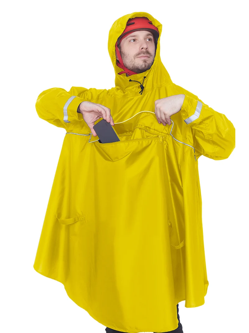 HOCK Premium „E-Bike Poncho“, Regenponcho mit Ärmel für Fahrrad und E-Bike, für Helme geeignet - Regencape 100,0% wasserdicht, Fahrradponcho für Herren & Damen