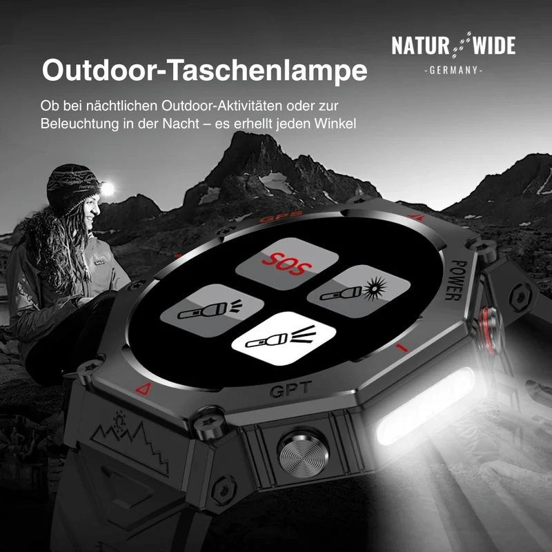 Militär GPS Smartwatch – AMOLED, 10ATM, HD Bluetooth-Anruf