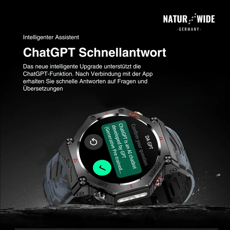 Militär GPS Smartwatch – AMOLED, 10ATM, HD Bluetooth-Anruf
