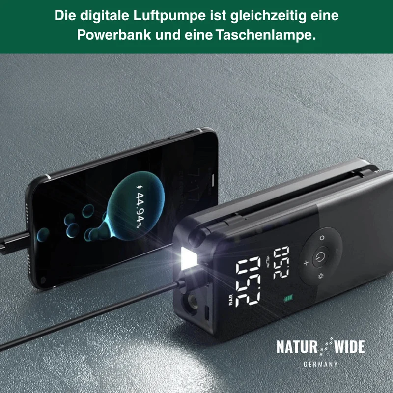 Kabelloser Reifenkompressor – Tragbarer Digitaler Luftkompressor & Powerbank